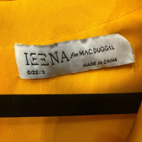 Mac Duggal Yellow Puff Sleeve Midi Dress - Picture 5 of 7